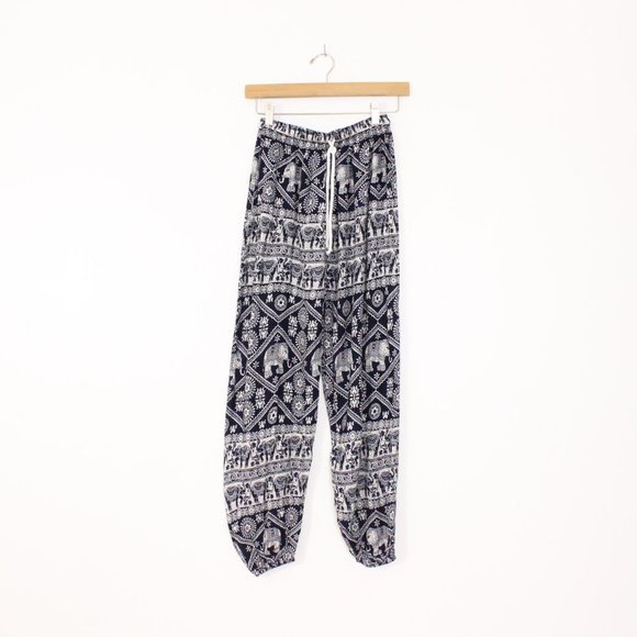 *Women's Boho Pants Harem Smocked Waist Yoga Palazzo Hippie Beach Elephant Print - Picture 4 of 7